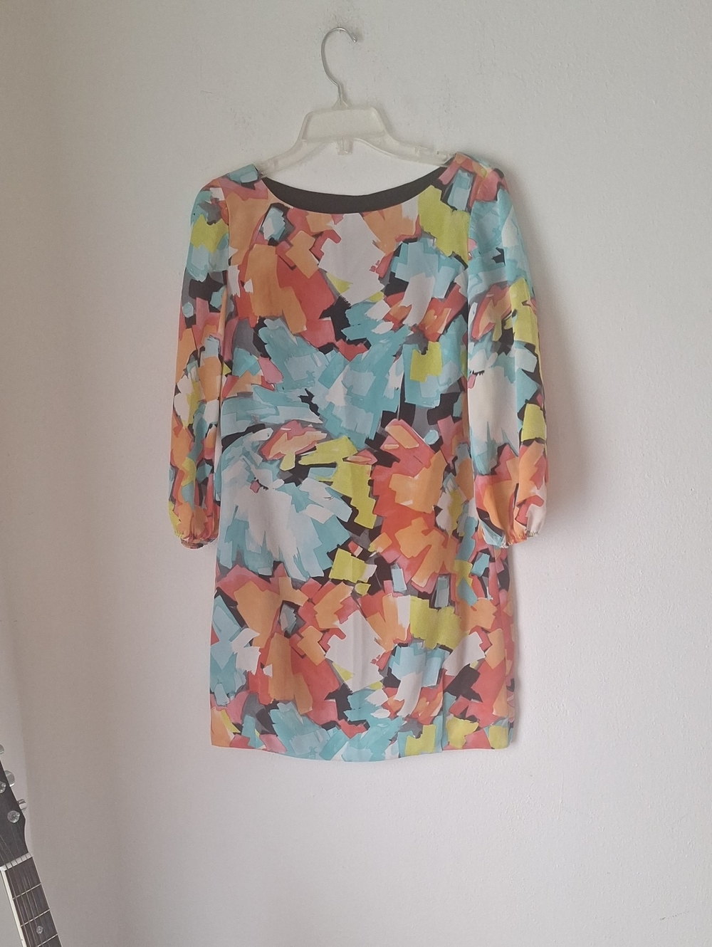 Trina Turk  100 % Silk Art Deco   Y2k Multicolor Abstract Mini Dress Sz 4